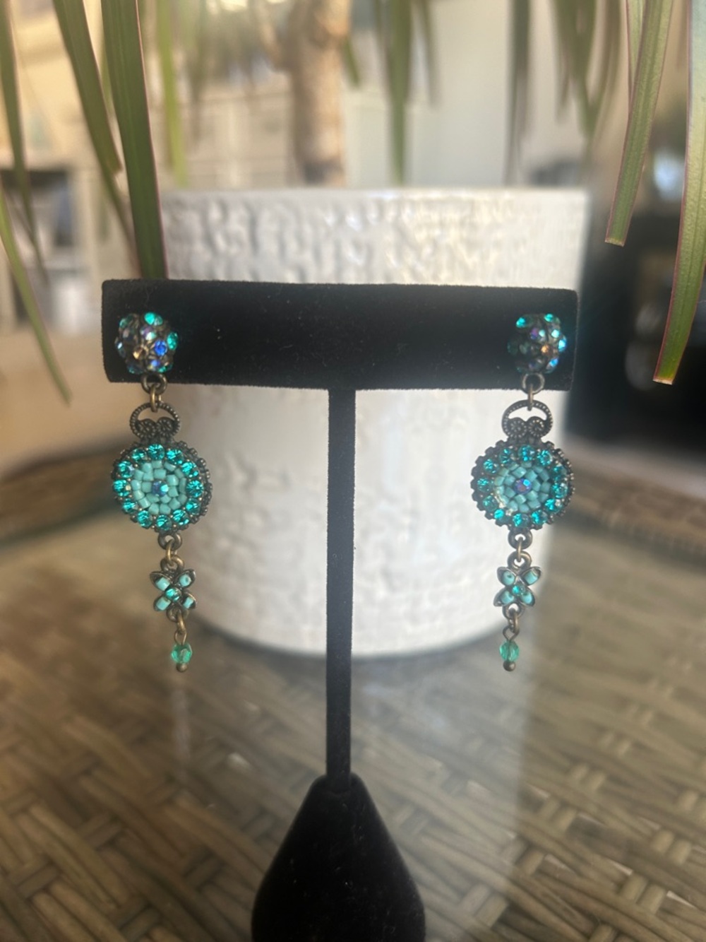 Turquoise Crystal Dangle Earrings - Women Jewelry